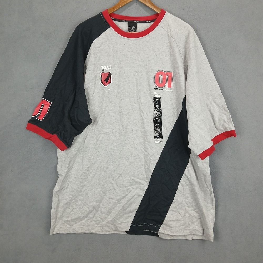 VTG Sean John‎ Collection 01 T Shirt Mens 2XL Heather Gray Raglan Sleeve Graphic